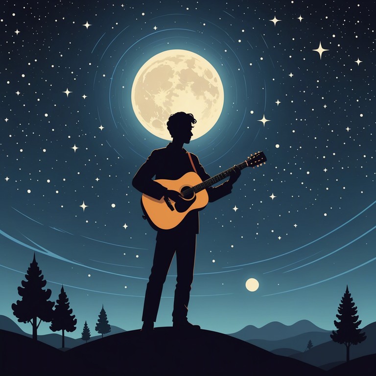 An evocative acoustic guitar leads this tranquil track, setting the tone for a reflective evening under the stars. The music smoothly blends the essence of country charm with the quiet of night time, making it a wonderful companion for moments of solitude or relaxation