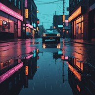 soothing, futuristic tones under neon lights