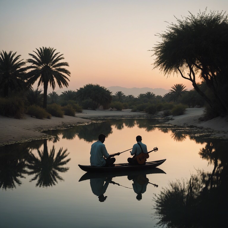 Transport into a spiritual desert where each note of the oud reverberates against the expansive backdrop of sand and sky, reflecting the soul's search for inner peace and understanding