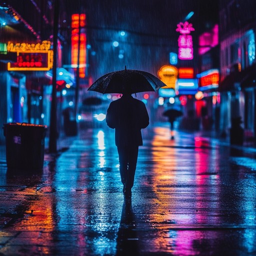 A gentle phonk instrumental blending soft melodies with urban rhythms, capturing the essence of a quiet night in the city as raindrops reflect neon lights.