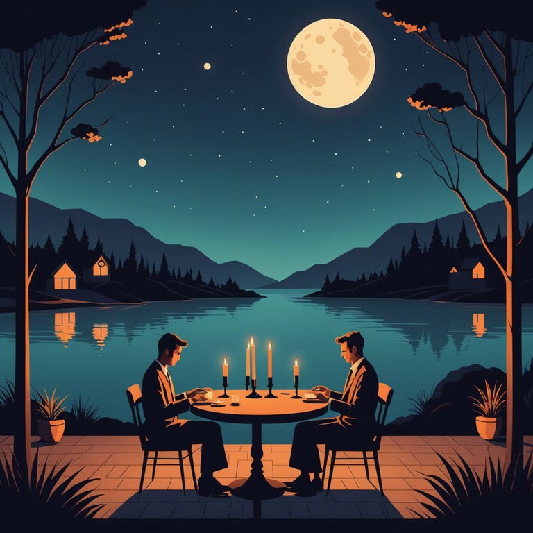 Craft an ambient setting for a magical, romantic night enhanced by the delicate inflections of the saxophone, ideal for fostering connection and warmth among listeners.