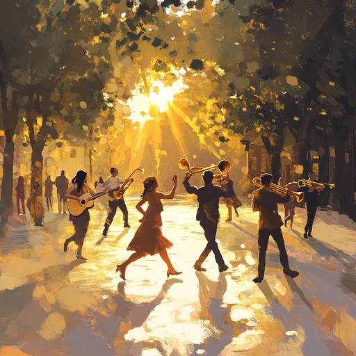 Experience the exuberance and joyful swing of a sun drenched summer day with this lively instrumental. Vibrant brass sections dance alongside rhythmic guitar beats, creating an uplifting atmosphere that feels like a heartwarming celebration. Perfect for lifting spirits and filling any space with infectious energy