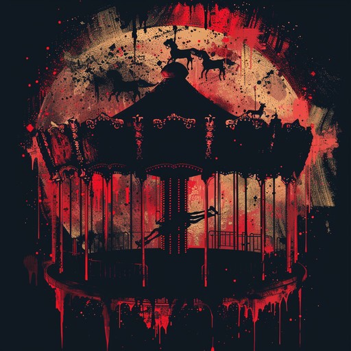 A discordant and eerie instrumental piece that evokes the feeling of a twisted, nightmarish carnival ride. The melody is played on a distorted, slightly out-of-tune musicbox, accompanied by creepy ambient noises, haunting whispers, and occasional bursts of glitchy, distorted sounds. The overall atmosphere is one of unease, disorientation, and a sense of being trapped in a surreal, macabre world.