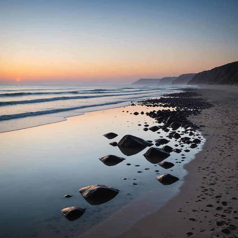 A gentle bossa nova melody provides a musical interpretation of dawn by the sea, offering listeners a peaceful, hopeful start to their day, surrounded by the beauty of nature and light of the early sun