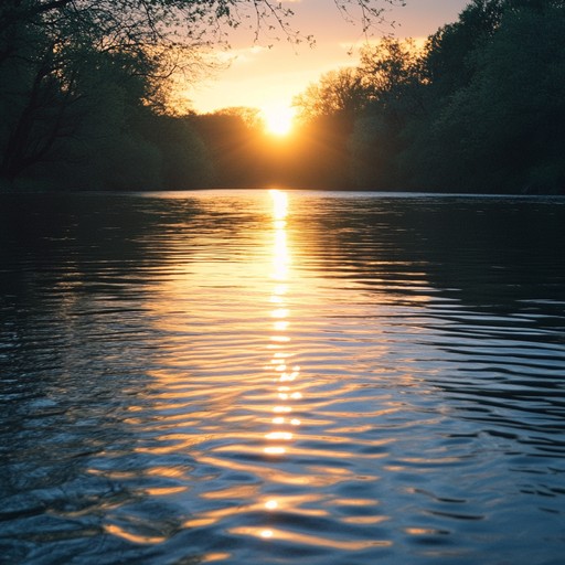 A peaceful instrumental ballad featuring piano that captures the essence of a quiet evening by the river, bathed in twilight, encouraging deep and thoughtful reflection enriched with subtle ambient soundscapes