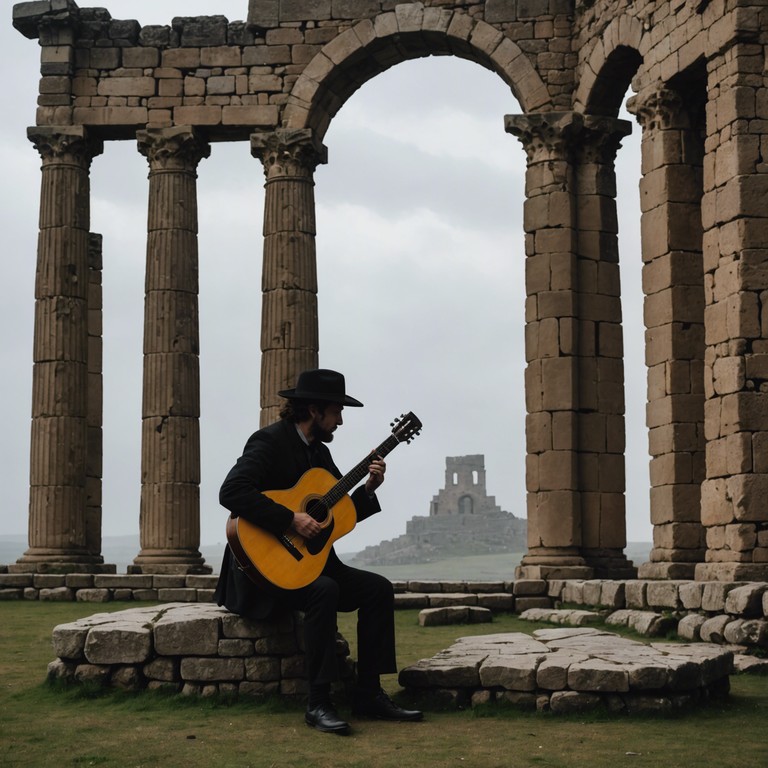 An instrumental track that weaves the haunting sound of a lute with a narrative of loneliness and the weight of history, invoking a contemplative and slightly eerie atmosphere.