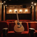 guitar serenades behind cozy theatre stage curtains