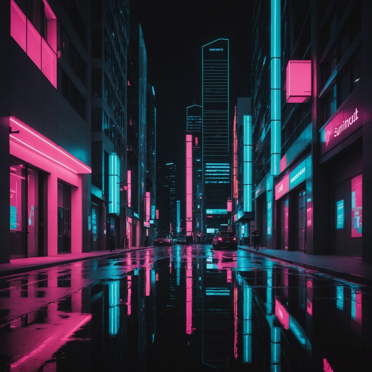 Imagine walking through a bustling cityscape at night, bathed in the neon glow of skyscrapers and lively streets. This track captures the essence of nocturnal urban life with its vibrant synthesizer tones and pulsating rhythms, embodying the spirit of a modern metropolis that never sleeps.