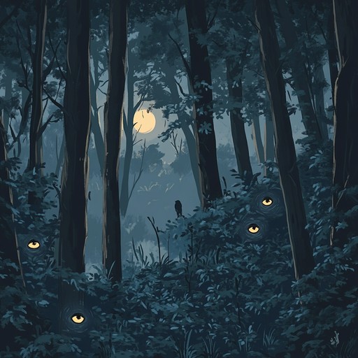 In this evocative track, mysterious ambient sounds intertwine with high energy drum and bass rhythms to create a sonic representation of a nocturnal forest teeming with unseen life. The music captures the essence of the dense foliage, the whisper of the wild, and the hidden creatures lurking in the shadows, drawing listeners into a thrilling auditory adventure.