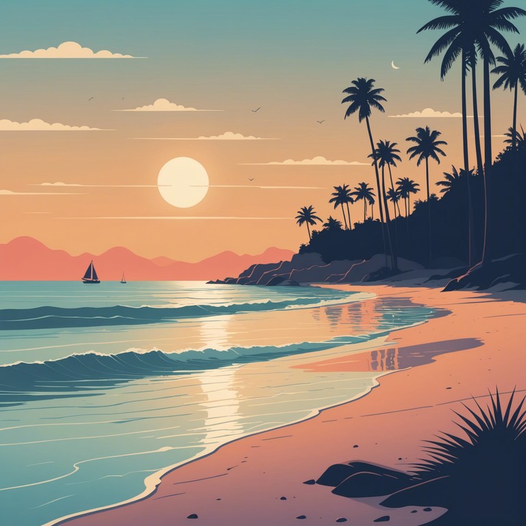 Envision a serene evening beach scene, complete with a light, chillstep rhythm underscored by the subtle pace of a synthesizer, inviting listeners into a realm of peace and tranquility. The perfect ambient accompaniment to sunset watching or a quiet night in, bringing a sense of calm and contentment with each note.