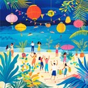 bright dance rhythms reflect a joyful summer beachscape