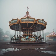 ambient carousel music under melancholy skies