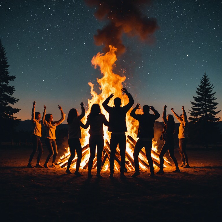 An immersive track combining traditional tribal instruments with a modern, uplifting beat to evoke a powerful sense of joy and communal celebration. The energetic rhythms suggest a dance around the tribal fire under starlit skies, as the music builds a bridge between ancient rituals and contemporary festival vibes.