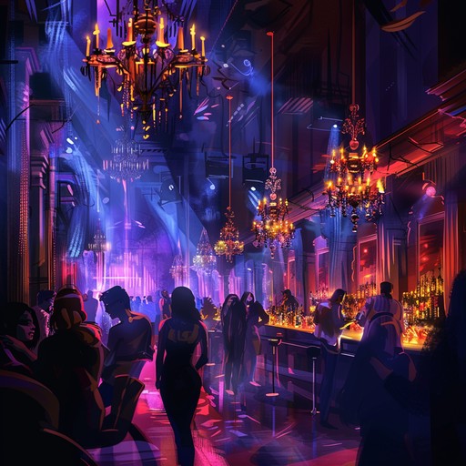 Dive into a high class disco realm where each note glows with opulence. Graceful guitar riffs and lush synth harmonies paint a picture of an enchanting ballroom, where every beat evokes the grandeur of a starry night. Infused with sleek sophistication, this track is perfect for elegant nighttime ambiance.