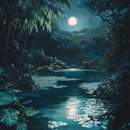 Immerse yourself in soothing ambient sounds and mystical rhythms that evoke the serene beauty of a hidden lagoon illuminated by the soft glow of the moon