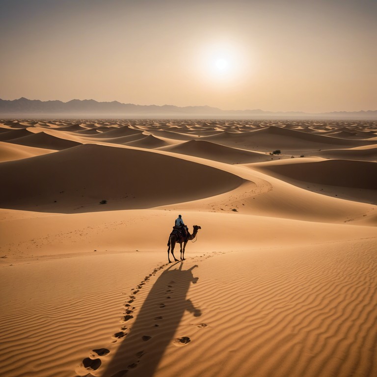 This composition transports listeners to the mystical landscapes of the thar desert in rajasthan, using traditional instruments to conjure up images of vast sands and historical grandeur. The music integrates the haunting sound of the sarangi with a deep, reverberating tabla beat, reflecting the rich cultural and musical heritage of the region, while instilling a sense of ancient mystery and timeless adventure.