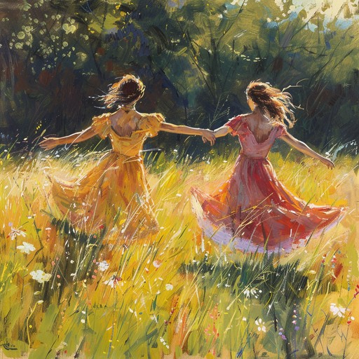 This joyful waltz takes inspiration from the beauty of nature, featuring light hearted, cheerful melodies played on an accordion. The whimsical rhythms evoke a sense of playful frolicking and carefree spins throughout a sun drenched meadow, capturing the essence of a delightful outdoor celebration.