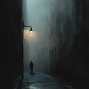 chilling, rhythmic beat, eerie haunting synths, ghostly urban soundscape