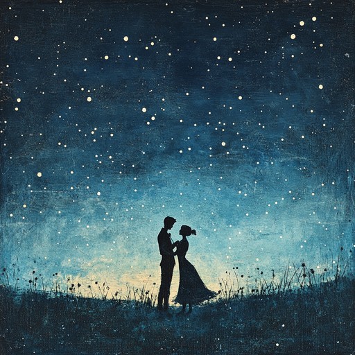 Picture a peaceful night where two people embrace in a slow dance, surrounded by stars. The sound of delicate piano melodies and gentle rhythms mirrors their closeness and love.