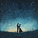 couple's slow dance under starlit and peaceful midnight