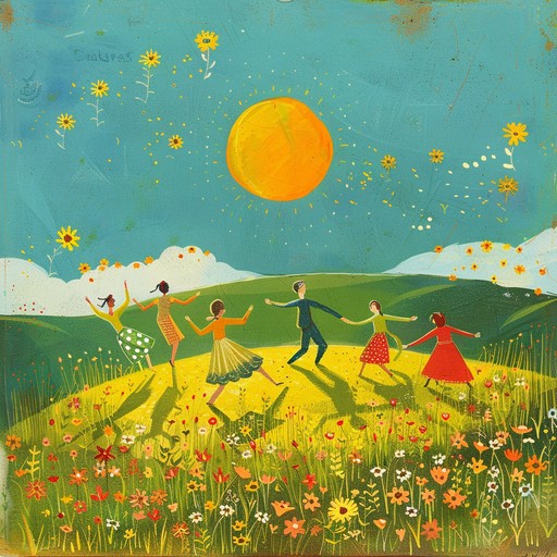 An energetic blend of powerful rhythms and sparkling melodies, perfect for a sunlit meadow dance party. The music will evoke feelings of pure joy and celebration, creating an upbeat and lively atmosphere. The happy adjunct style ensures a fresh and whimsical take on the traditional dance genre, bringing a unique and vibrant flair.