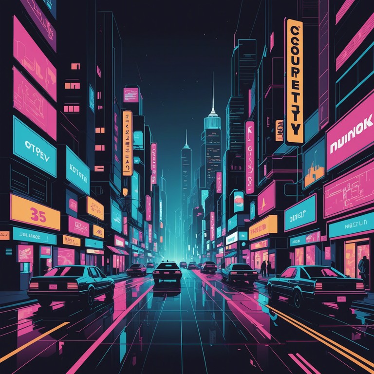 Imagine a sonic landscape where high energy drum patterns and pulsating synths create a vibrant, neon lit atmosphere evoking the excitement of a dynamic future city. Perfect for energizing listeners and evoking feelings of joy and optimism in a cyberpunk setting.