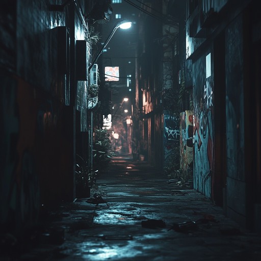 An eerie instrumental with relentless rhythms and brooding guitars that reflect the feel of navigating through grimy, dimly lit alleyways. The piece captures the essence of urban discontent and punk rebellion, echoing the ominous atmosphere of a dystopian cityscape.