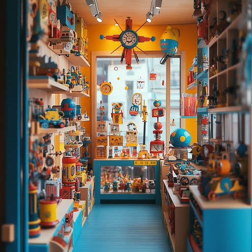 A playful composition featuring mechanical sounds, clock chimes, and whimsical melodies, evoking the charm and quirkiness of a toy shop. The track integrates unusual percussive elements with melodic flourishes, transporting the listener into a fantastical, childlike world where music is made from the clatter and chime of toys coming to life.