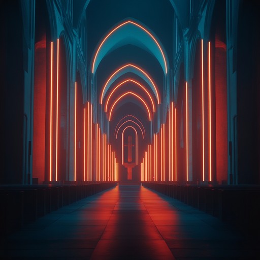 A mysterious and haunting electronica piece that transports listeners to a spectral digital cathedral, filled with ghostly echoes, creeping synths, and a foreboding atmosphere that grows more intense and disorienting with every beat