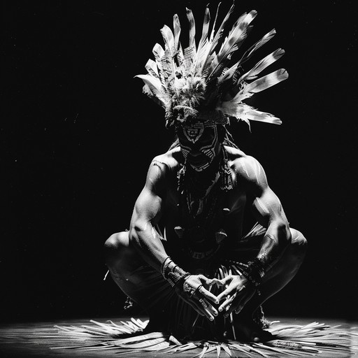 This intense instrumental song features a driving rhythm of tribal hand drums, congas, and shakers, creating a trance-inducing pulse. Atmospheric synth pads and chants weave in and out, adding an otherworldly vibe. The track builds in energy, with the percussion becoming more frenzied and the synths more urgent, evoking a sense of ritual and ecstatic dance.