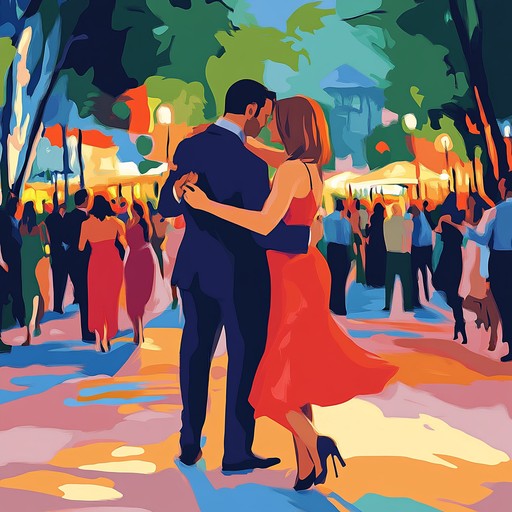 A celebratory tango piece full of joy and spirited dance rhythms. The melodies are lively, invoking a sense of festivity and happiness. This track features a compelling mix of traditional tango elements with a vibrant and happy twist.