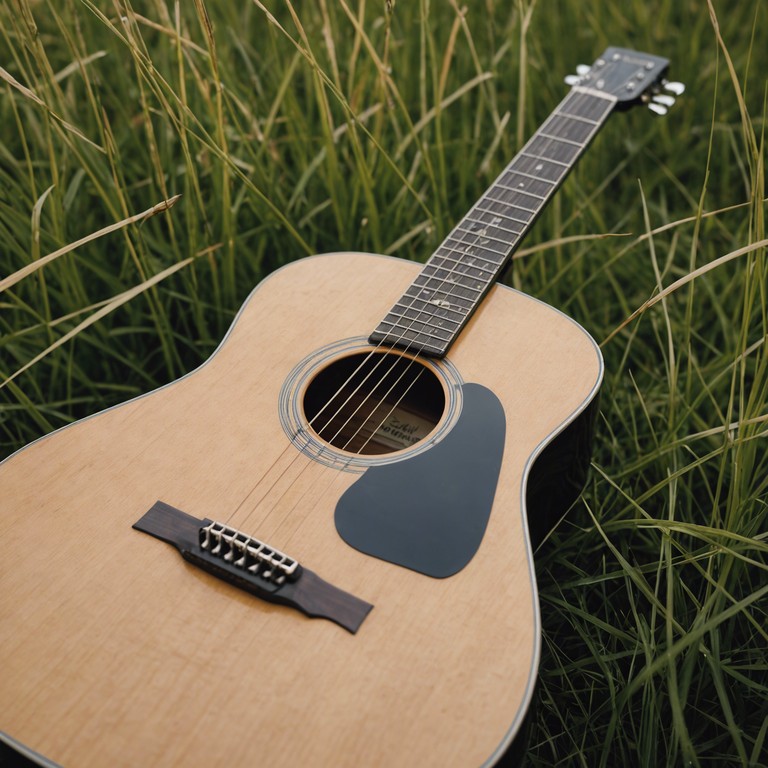 An acoustic guitar gently plays as the sun dips below the horizon, symbolizing closure and reflection on the infinite fields of opportunity and the cycles of nature.