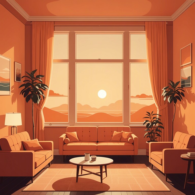 Imagine a tranquil 70s evening where the setting sun meets the soothing sounds of an electric piano, creating a reflective atmosphere abundant with peace and nostalgia.