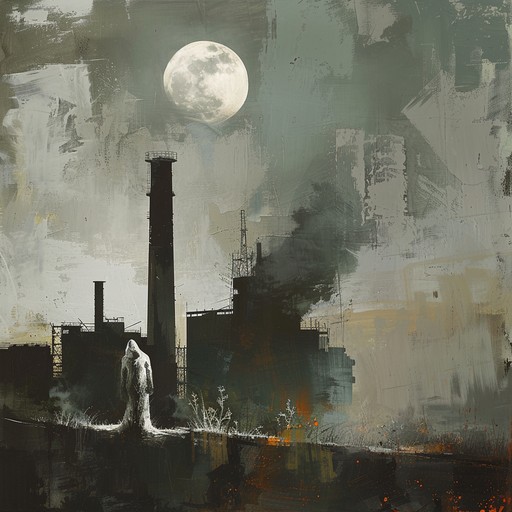 Ethereal machine ghost tells a tale through mechanical beats and echoing guitars. Industrial sounds blend with melancholic melodies, emphasizing the intense longing for connection in a desolate, post industrial world.