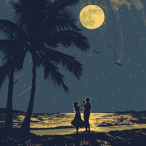 A seductive tropic inspired reggaeton piece infused with harmonious piano, capturing the essence of a moonlit beach, throbbing with love and electrifying dance movements under the starry sky