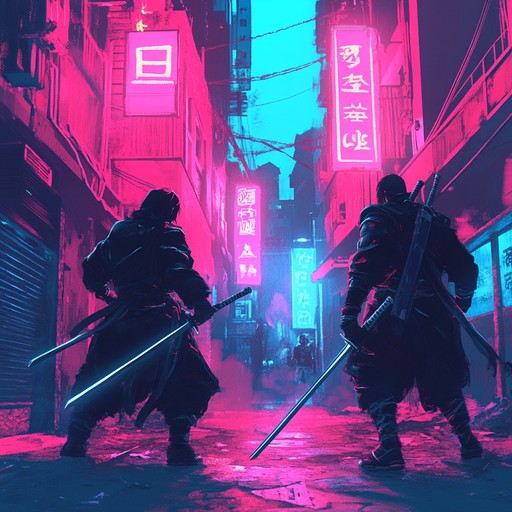 An instrumental track immersing listeners into a gritty anime metropolis where neon lights cast shadows on steel warriors battling in the night.