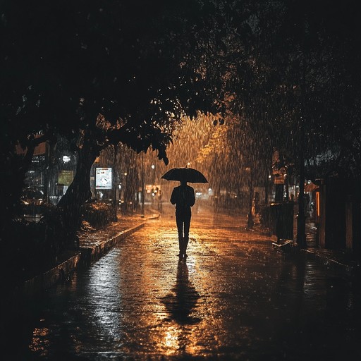 An instrumental track that fuses downtempo trip hop rhythms with soulful harmonies and ambient textures, evoking the feeling of wandering through a quiet city at night in the rain.