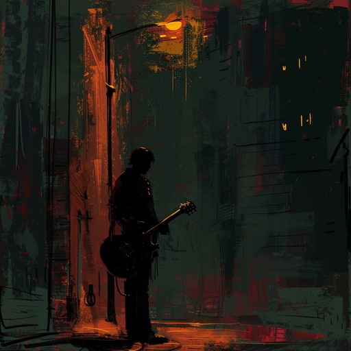 Dark, echoing guitar leads blend with raw rhythms, portraying midnight life in an urban landscape. This intense indie rock piece captures the essence of solitude and gritty reflections on empty city streets.