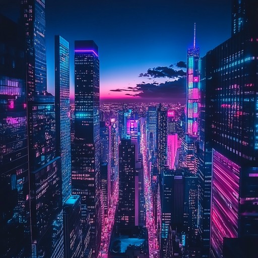 A pulsating and energetic electronic track that captures the essence of a futuristic city at night, blending synthesizers, driving beats, and atmospheric textures to create an immersive experience.