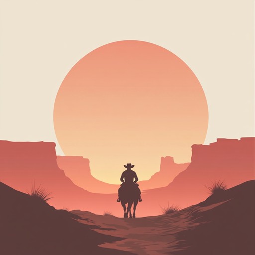 An instrumental piece painting a serene picture of a lone cowboy riding through a mesa at sunset. Gentle acoustic guitar melodies weave a tale of quiet reflection and timeless beauty, encapsulating the essence of the wistful american west.