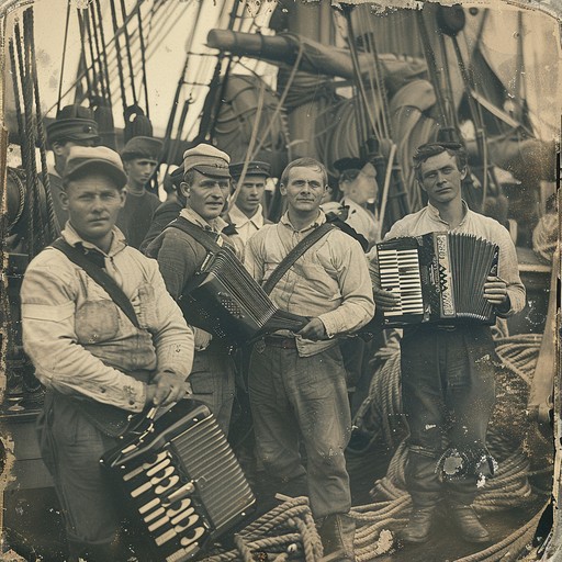 Captures the storied essence of the russian navy's brave voyages, underscored by the soulful tune of an accordion, reflecting on historical naval moments and the bravery of its sailors.