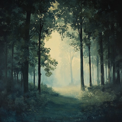 A gentle musical journey through a lush, peaceful forest glade, where soft melodies gently intertwine with the ambient sounds of nature, creating an atmosphere of serene tranquility, harmony, and inner peace. The interplay of delicate notes and subtle harmonies evokes the soothing presence of a whispering breeze among rustling leaves