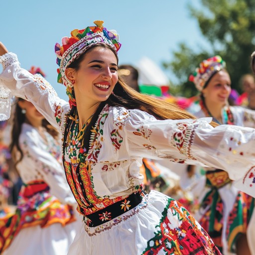 An energetic instrumental chalga composition that fuses traditional bulgarian folk melodies with modern pop rhythms, featuring lively percussion, spirited accordion, and vibrant clarinet solos, creating a festive atmosphere perfect for dancing and celebration.