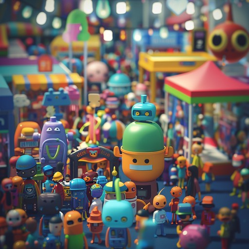 An energetic tune with whimsical, catchy melodies, painting a picture of an animated toy parade with lively percussive elements and bright xylophone sounds.