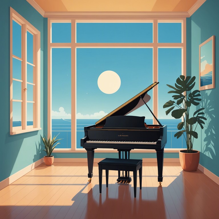 A composition that captures the essence of a carefree and sunny day through vibrant yet soothing piano tunes that can make the listener smile and reminisce about happy times.