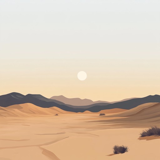 Experience the calm and peace of a sunset over the vast, golden sands of the sahara. Gentle rhythms and soothing tones blend seamlessly with ambient desert sounds, creating an immersive auditory escape to a serene, far off land.