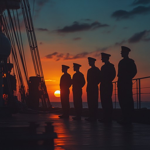 A rousing orchestral composition that embodies the courage and steadfastness of russian naval forces. Featuring bold brass melodies, powerful drums, and dynamic strings, the piece evokes images of ships cutting through waves under a vast sky, symbolizing the might and pride of the navy.