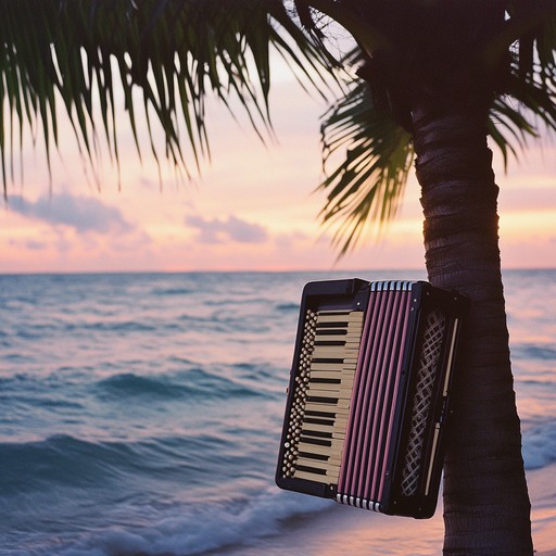 A soothing instrumental cumbia piece featuring mellow accordion tunes, capturing the peaceful ambiance of a calm caribbean night under the stars.