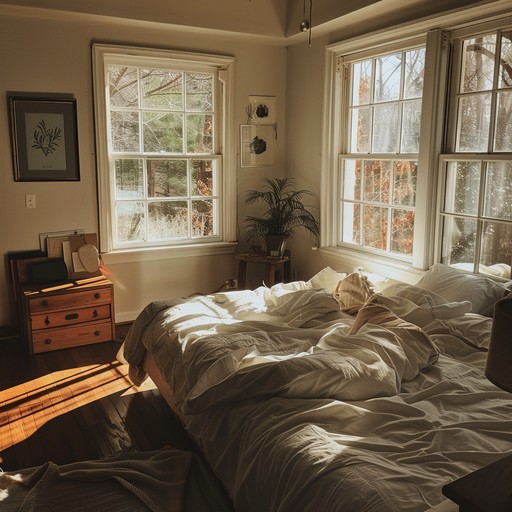 An effervescent instrumental track that paints a picture of lively mornings in a cozy bedroom. Acoustic guitar rhythms intertwine with light electronic beats to create a playful, energetic atmosphere, ideal for a rejuvenating start to the day.