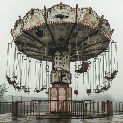 Imagine yourself in an abandoned amusement park at night, where the rides creak in the wind and ghostly laughter echoes in the distance. The music captures the essence of a haunted merry-go-round with a slowly deteriorating melody and dissonant harmonies, provoking a feeling of unease and curiosity.